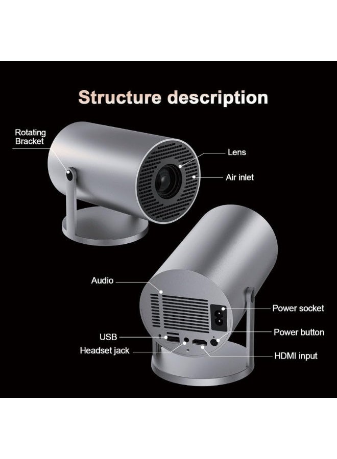 Airbot 1080P/4K Game Projector with Wi-Fi 6, 150 ANSI Lumens, Android 11, 360° Projection, Portable & Lightweight Projector - Image 2